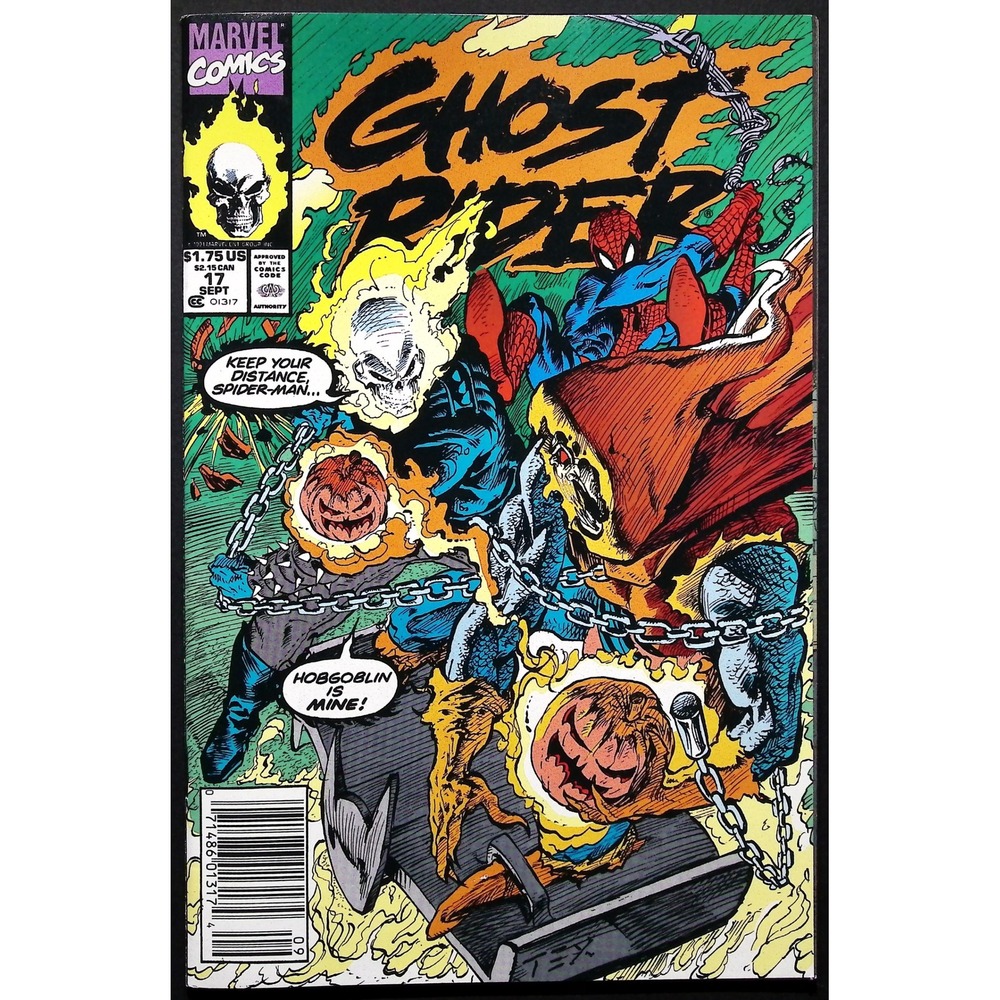 Ghost Rider‎ 17 Newsstand Marvel Comics 1991 Spider Man Hobgoblin Texeira VF+